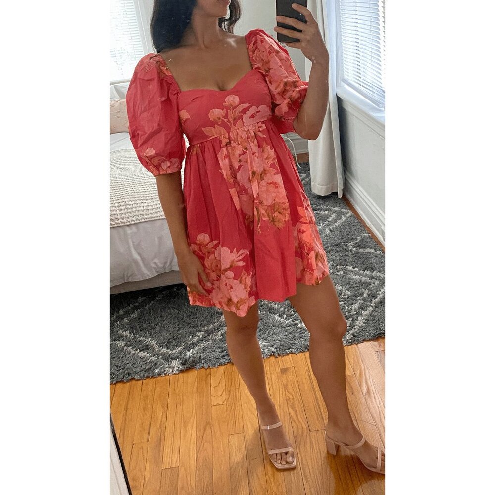 Free People Floral Mini Babydoll Dress XS